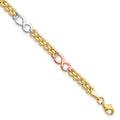 10K Tri-color Reversible Infinity Bracelet, 7.5 x 5 mm