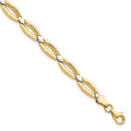 10K w/Rhodium Fancy Link Bracelet, 7.25 x 6 mm
