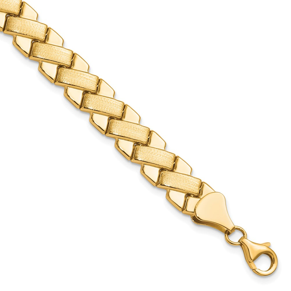 10K Polished and Brushed Fancy Bracelet, 7.25 x 8 mm
