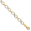 10K w/Rhodium D/C Infinity Fancy Bracelet, 7.25 x 7 mm