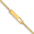 10k Polished Solid Chain/Solid Plate Curb Link Cut-out Heart 20x5mm Plate 7 inch ID Bracelet, 7 x 5.01 mm