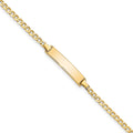 10k Polished Solid Chain/Solid Plate Flat Curb Link 22x5mm Plate 7 inch ID Bracelet, 7 x 4.07 mm
