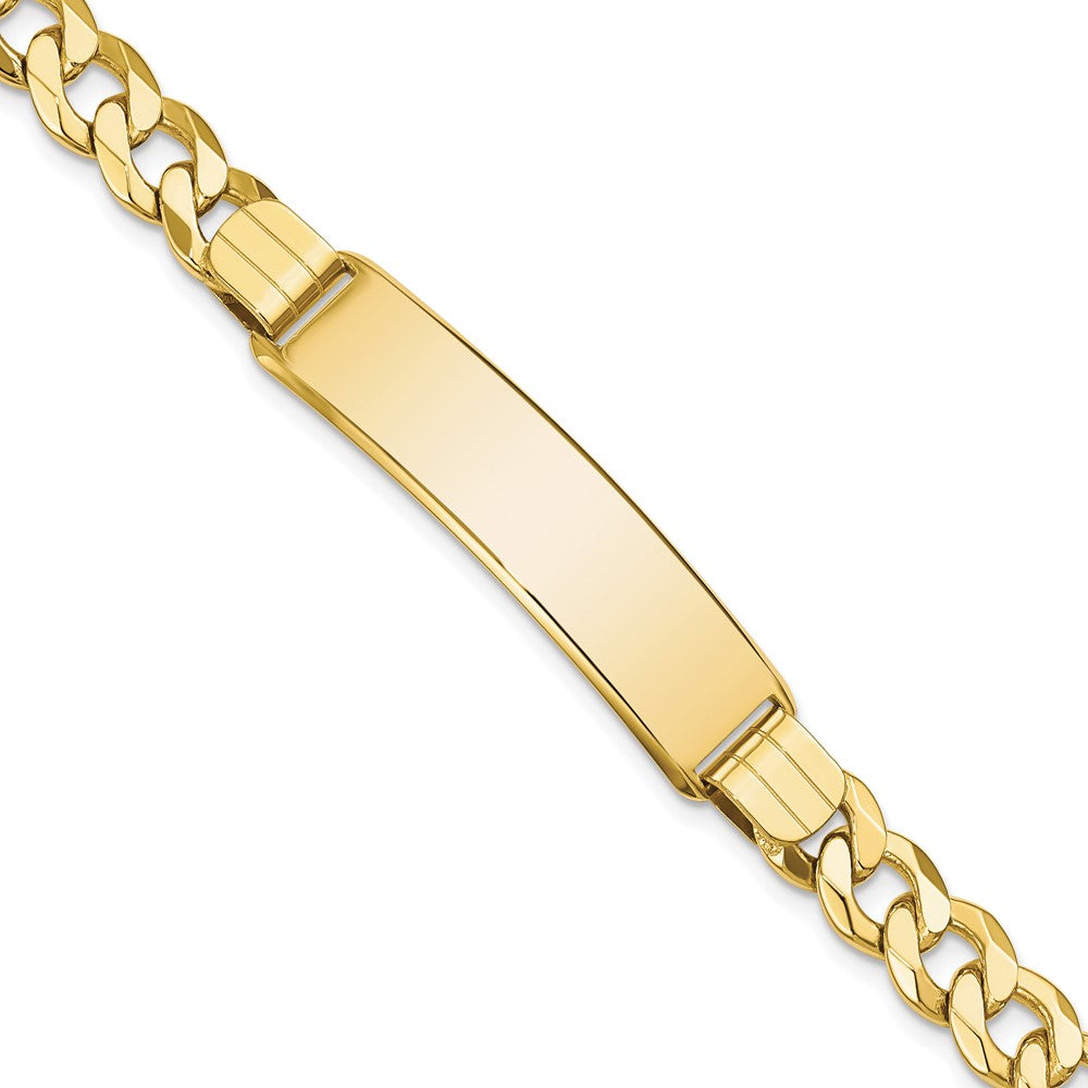 10k Polished Solid Chain/Solid Plate Flat Curb Link 37x9mm Plate 8 inch ID Bracelet, 8 x 10.16 mm
