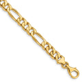 10k 7mm Hand-Polished Figaro Link 8 inch Bracelet, 8 x 7 mm