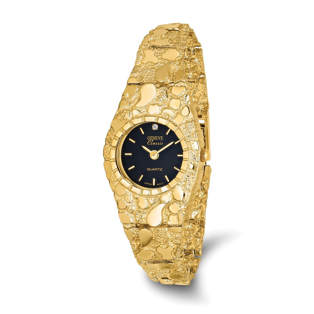 10k 22mm Black Dial 7 inch Nugget Watch