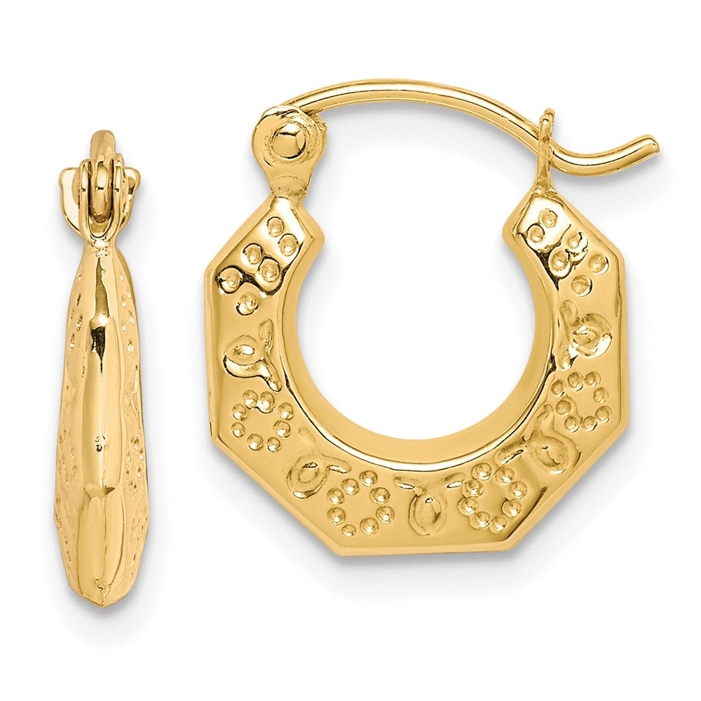 10k Polished Hollow Classic Earrings, 8 x 2 mm