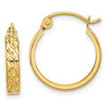 10K D/C Square Tube Hoop Earrings, 15 x 15 mm