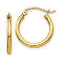 10K Polished 2mm Tube Hoop Earrings, 13 x 2 mm, 0.98 g
