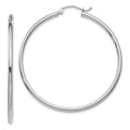 10K White Gold Polished 2mm Tube Hoop Earrings, 45 x 2 mm