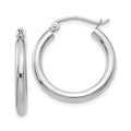 10K White Gold Polished 2.5mm Tube Hoop Earrings, 20 x 2.5 mm