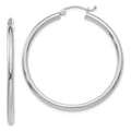 10K White Gold Polished 2.5mm Tube Hoop Earrings, 35 x 2.5 mm, 2.73 g
