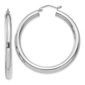 10K White Gold Polished 4mm Tube Hoop Earrings, 40 x 4 mm