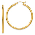 10K Polished 2.5mm Tube Hoop Earrings, 40 x 2.5 mm