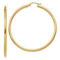 10K Polished 2.5mm Tube Hoop Earrings, 55 x 2.5 mm