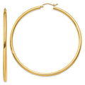 10K Polished 2.5mm Tube Hoop Earrings, 60 x 2.5 mm