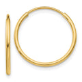 10k Polished Endless Tube Hoop Earrings, 16 x 1.25 mm