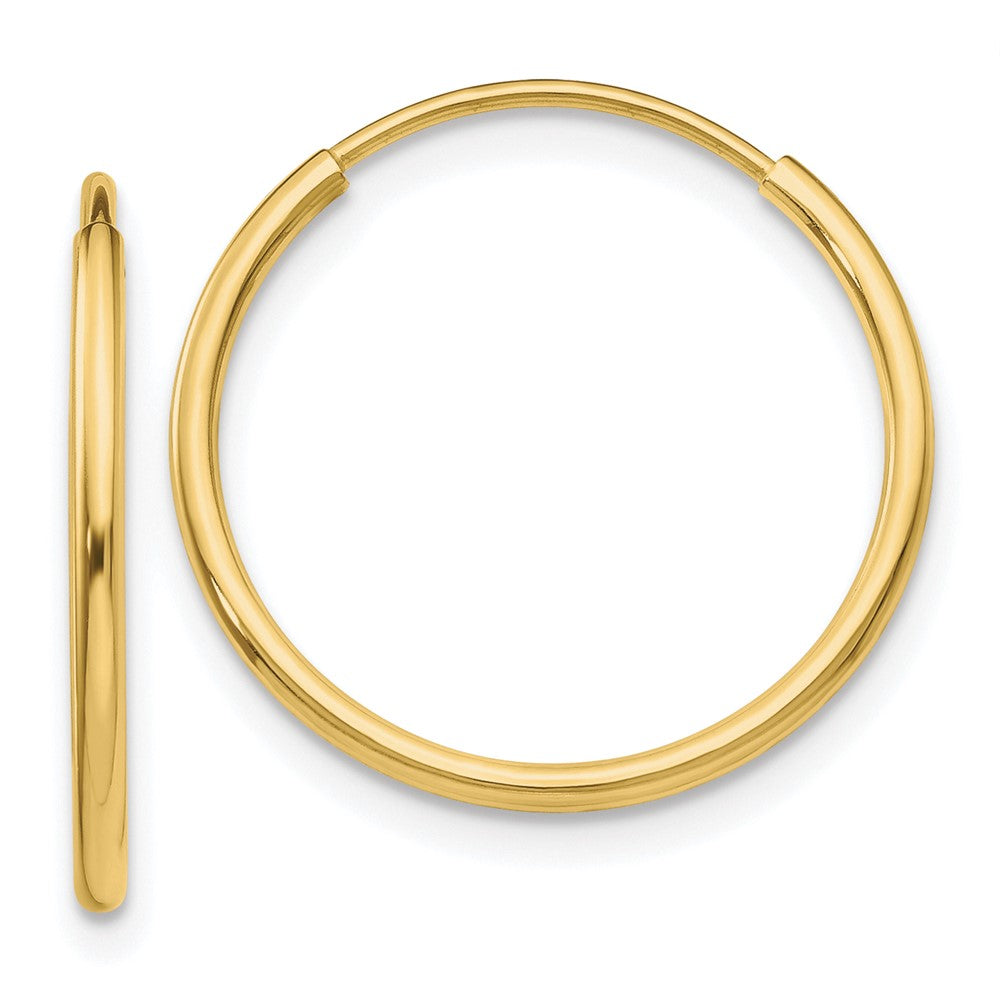 10k Polished Endless Tube Hoop Earrings, 16 x 1.25 mm