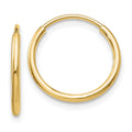 10k Polished Endless Tube Hoop Earrings, 14 x 1.25 mm