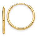 10k Polished Endless Tube Hoop Earrings, 25 x 1.25 mm