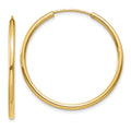 10k Polished Endless Tube Hoop Earrings, 30 x 1.25 mm