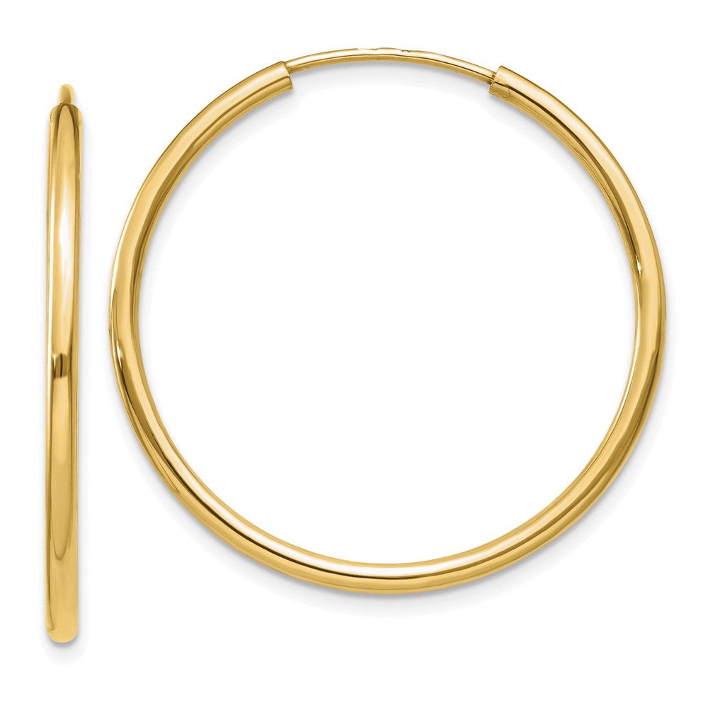 10k Polished Endless Tube Hoop Earrings, 30 x 1.25 mm