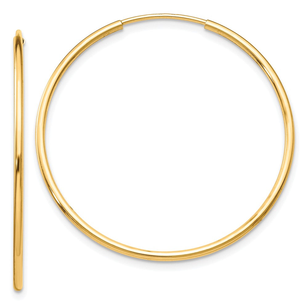 10k Polished Endless Tube Hoop Earrings, 35 x 1.25 mm