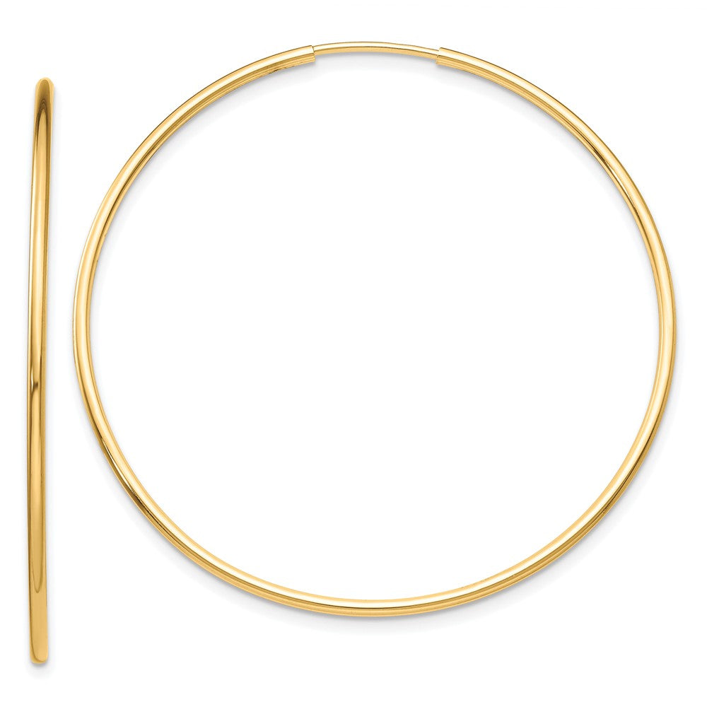 10k Polished Endless Tube Hoop Earrings, 40 x 1.25 mm