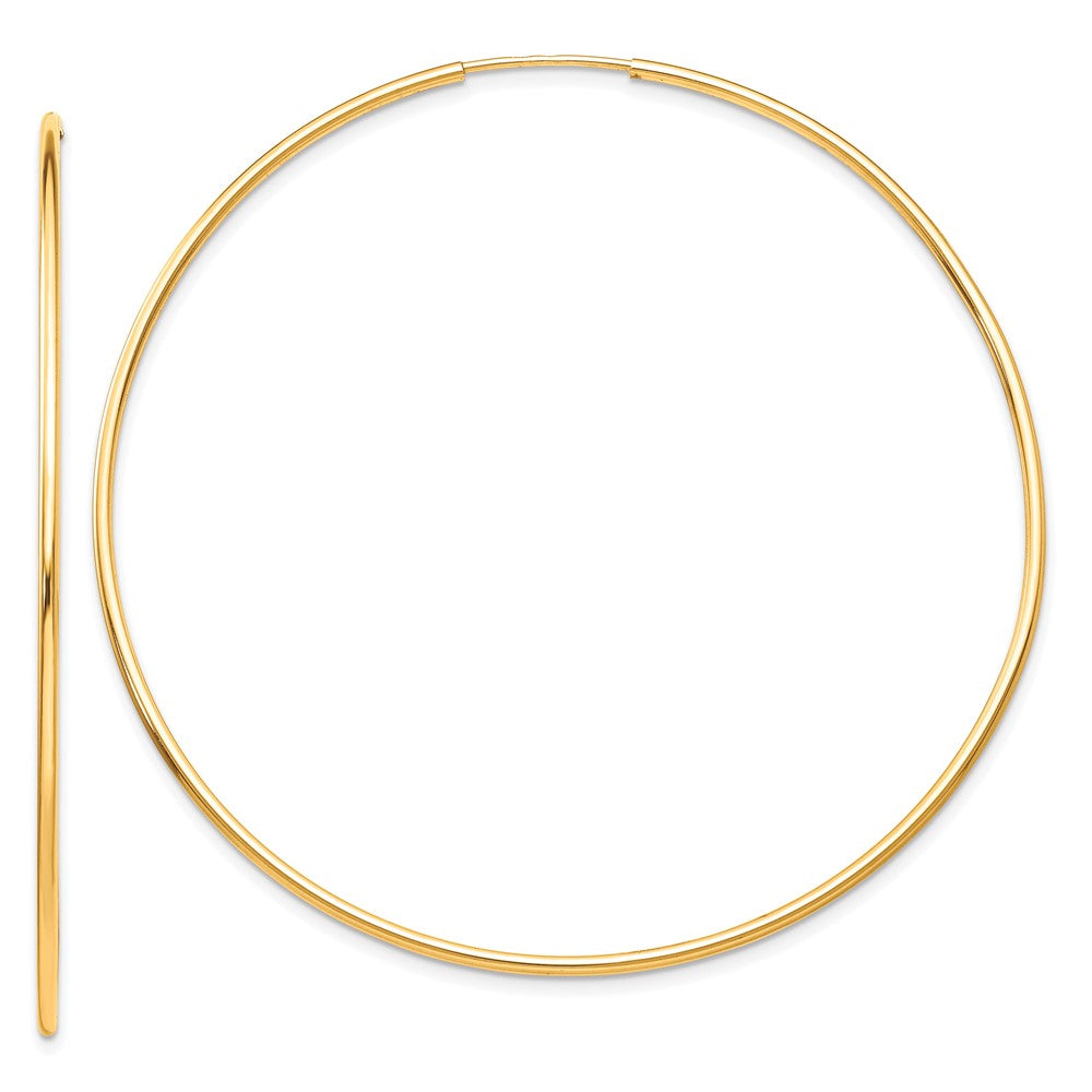 10k Polished Endless Tube Hoop Earrings, 60 x 1.25 mm, 1.74 g