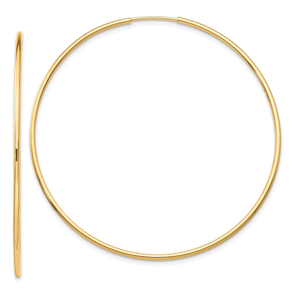 10k Polished Endless Tube Hoop Earrings, 50 x 1.25 mm