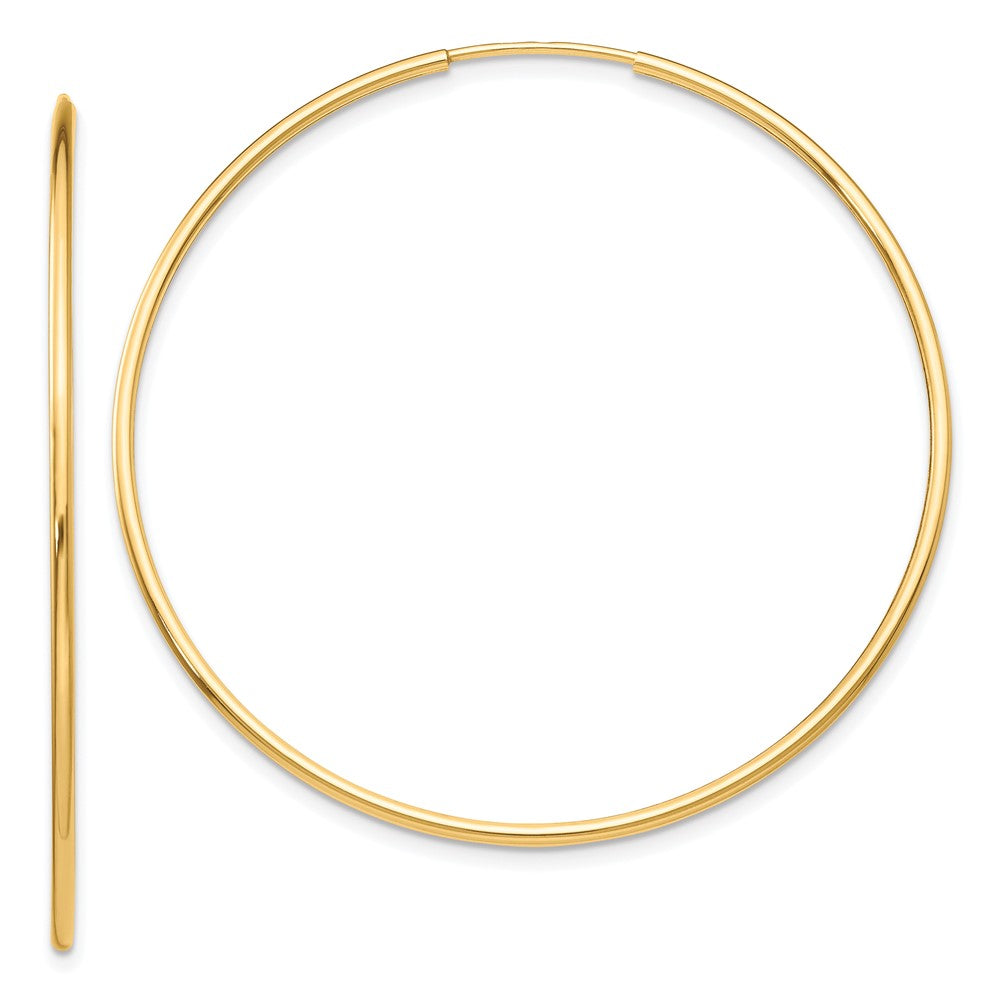 10k Polished Endless Tube Hoop Earrings, 45 x 1.25 mm