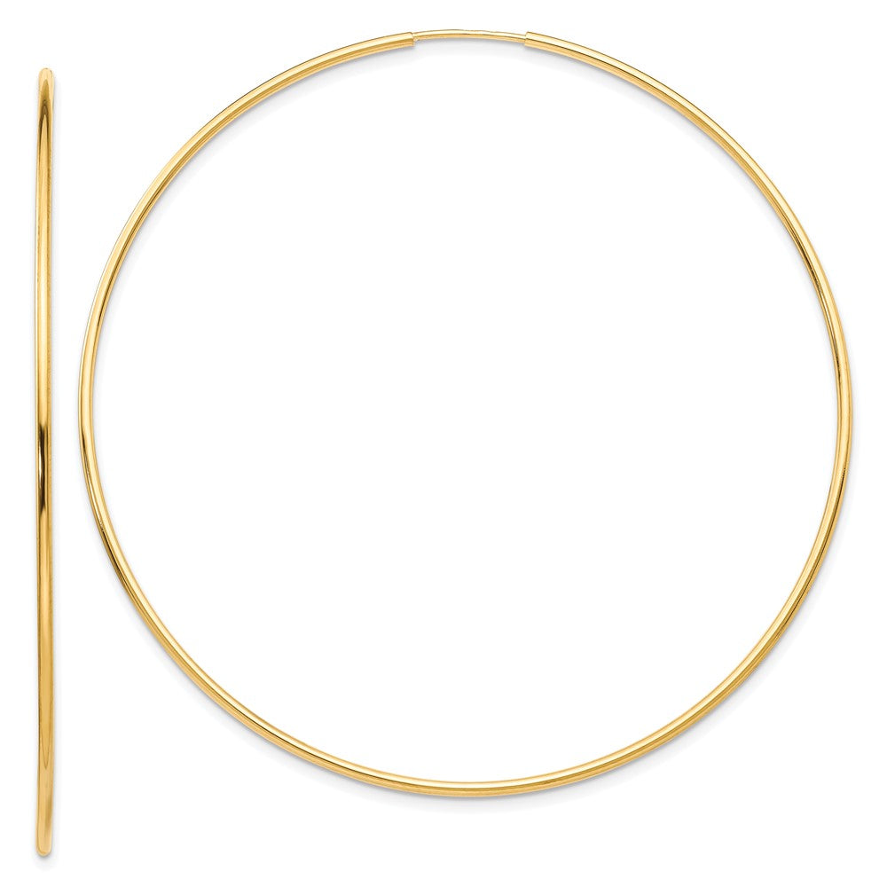 10k Polished Endless Tube Hoop Earrings, 60 x 1.25 mm, 1.95 g