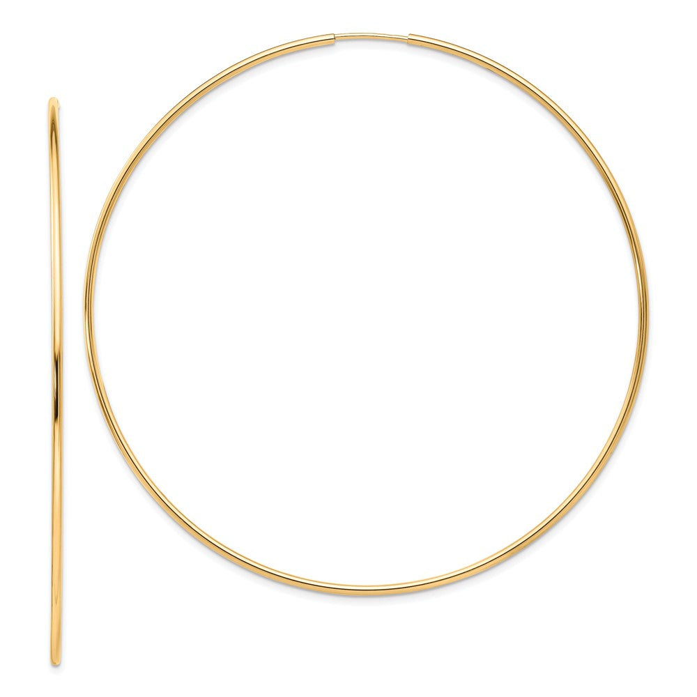 10k Polished Endless Tube Hoop Earrings, 70 x 1.25 mm