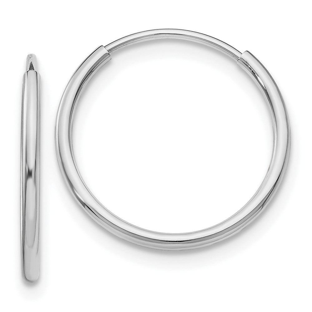 10K White Gold Endless Hoop Earrings, 16 x 1.25 mm