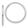 10K White Gold Endless Hoop Earrings, 20 x 1.25 mm
