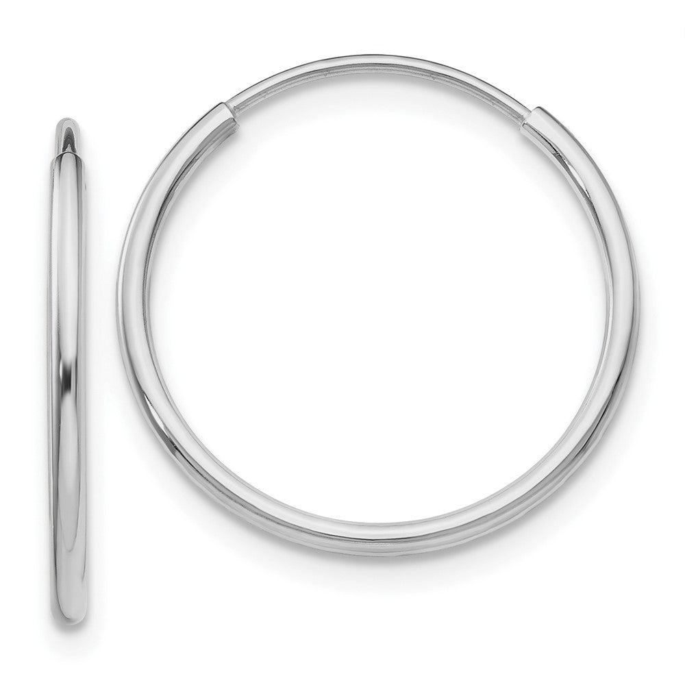 10K White Gold Endless Hoop Earrings, 20 x 1.25 mm