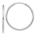 10K White Gold Endless Hoop Earrings, 30 x 1.25 mm