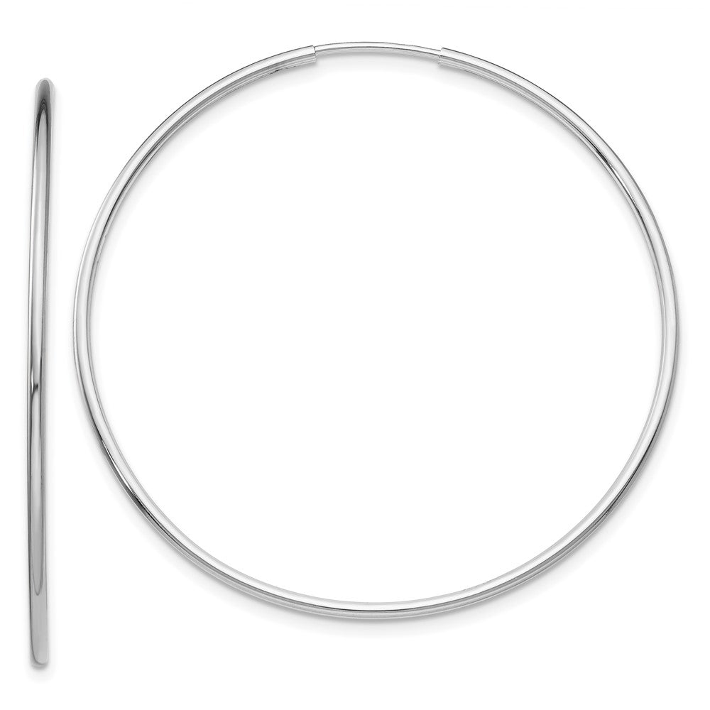 10K White Gold Endless Hoop Earrings, 45 x 1.25 mm