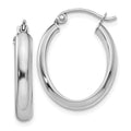 10k White Gold Polished 3.5mm Oval Hoop Earrings, 24 x 3.5 mm