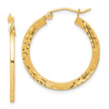 10K Satin Diamond Cut Hoop Earrings, 26 x 25 mm