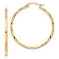 10K 1.5x35mm Diamond Cut Hoop Earrings, 35 x 1.5 mm