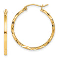 10K 1.5x25mm Diamond Cut Hoop Earrings, 25 x 1.5 mm