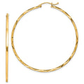 10K 1.5x50mm Diamond Cut Hoop Earrings, 50 x 1.5 mm