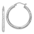 10K White Gold Cut 3mm Hoop Earrings, 31 x 3 mm