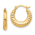 10K Scalloped Hollow Hoop Earrings, 15 x 15 mm