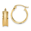 10K Satin Diamond Cut Hoop Earrings, 16 x 5 mm