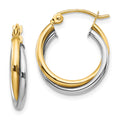 10K Two-tone Twisted Round Hoop Earrings, 19 x 16 mm