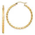 10K Twisted Diamond Cut 35mm Hoop Earrings, 36 x 35 mm