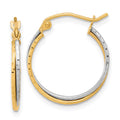 10k Two-tone Diamond-cut Twisted Double Hoop Earrings, 19.11 x 17.42 mm