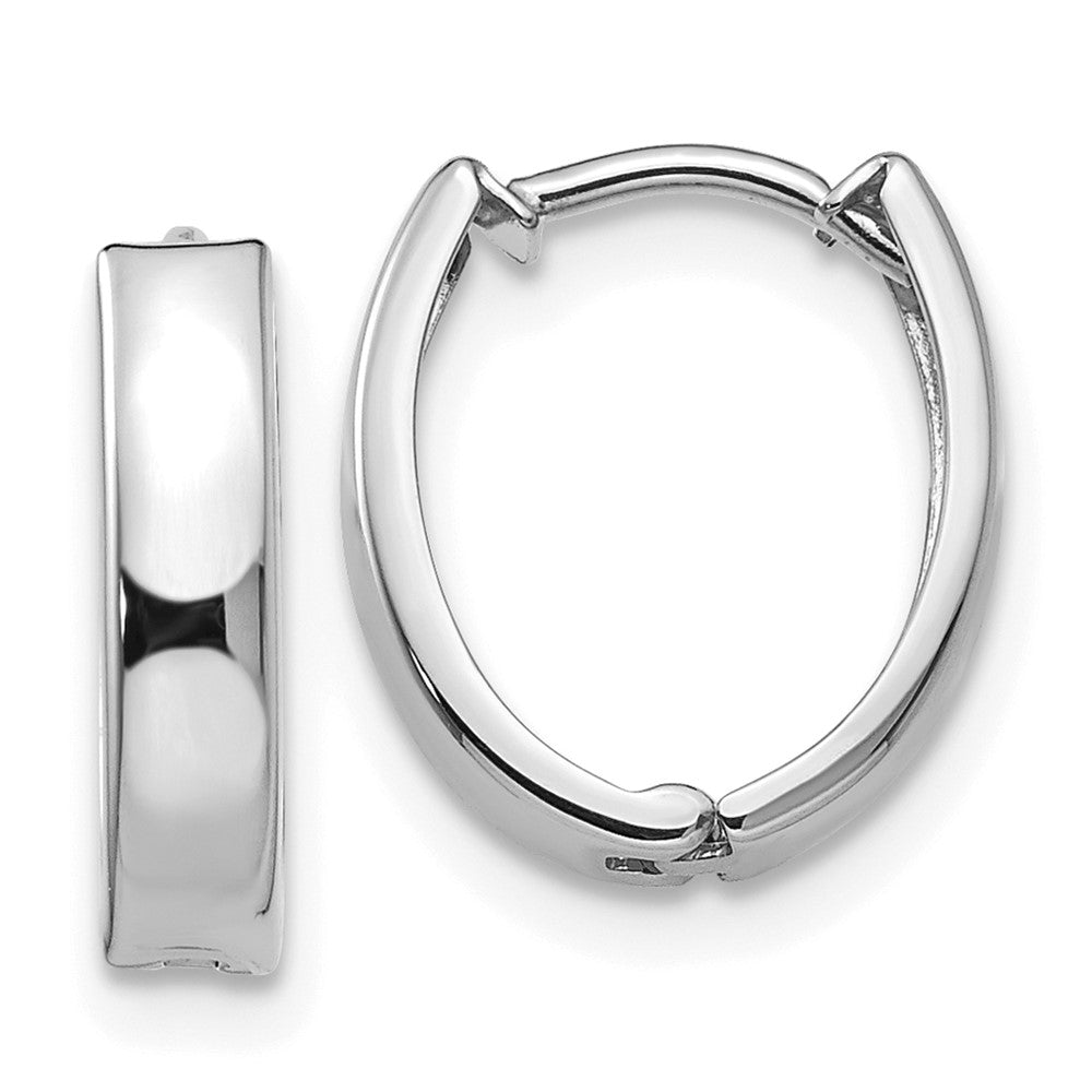 10k White Gold Polished Hinged Hoop Earrings, 13 x 3 mm