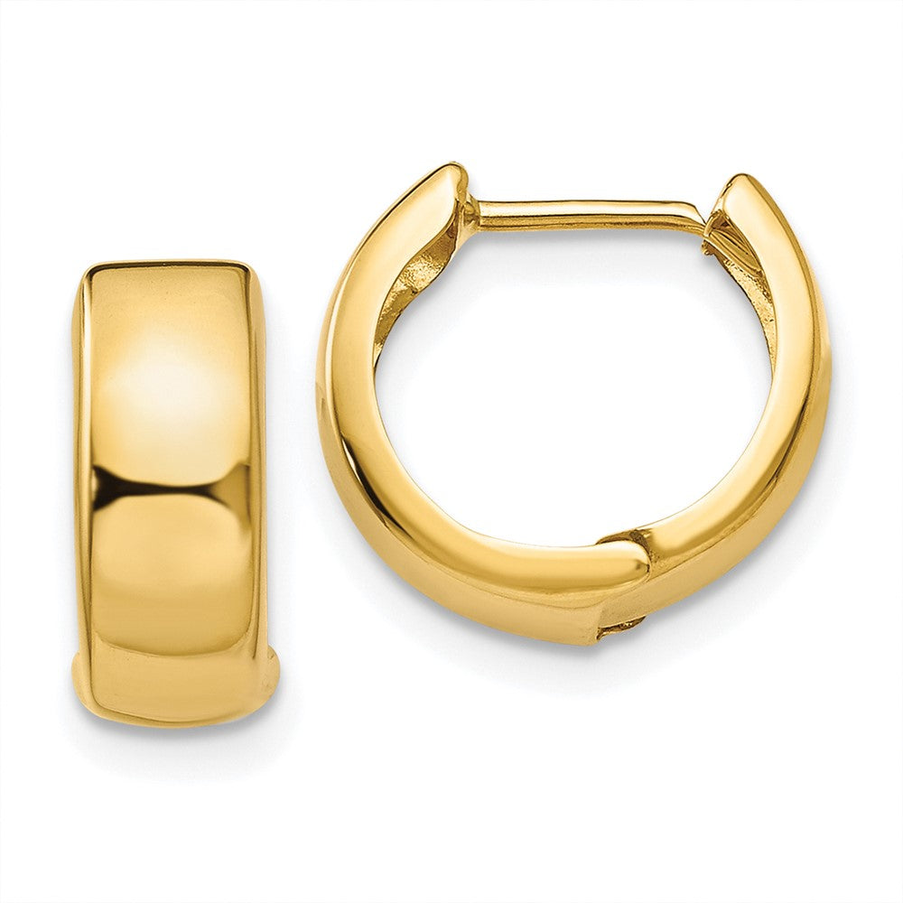 10k Hinged Hoop Earrings, 12 x 4.5 mm